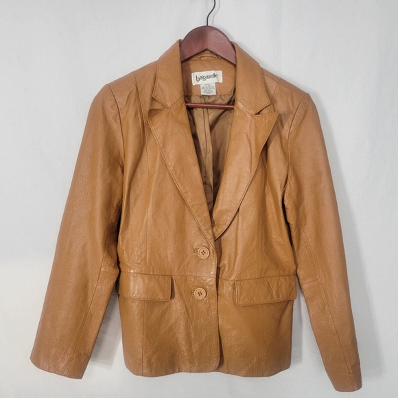 Bagatelle Womens Leather Jacket Size 8 Petite Long Sleeve‎ Brown - Picture 1 of 10